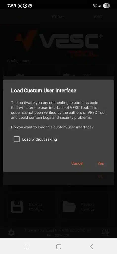 Fungineers Quick Start VESC Tool Custom Refloat Interface