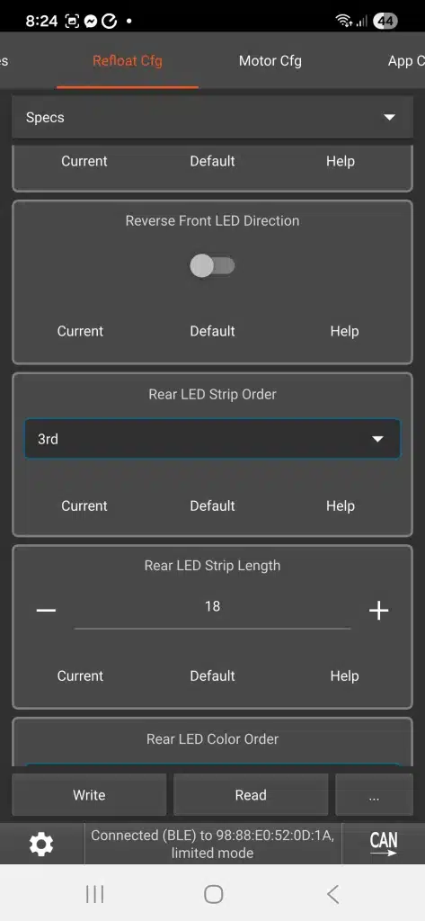 Fungineers Quick Start VESC Tool Reverse Front LED Direction